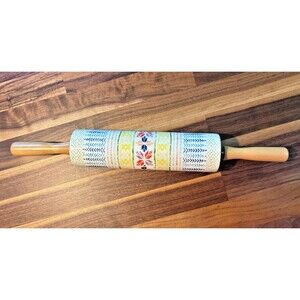 Anthropologie‎ Rolling Pin POLAR GAZE Ceramic Winter Holiday Folk Snowflake